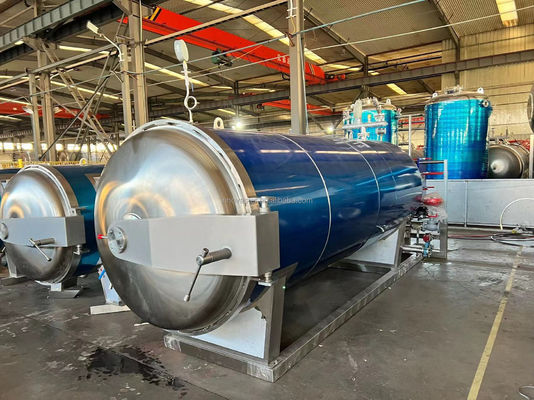 Διπλό δοχείο οριζόντιου αποστειρωτήρα για την ανατροφή των κρεατινών και την αυτόματη λειτουργία των παρτίδων