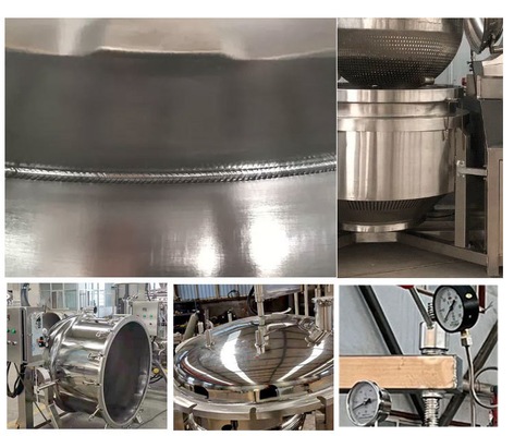 Ανοικτή 615KG κατακόρυφη κλίση Jacketed κατσαρόλα μαγειρέματος για ανάμειξη και μαγειρική σάλτσα